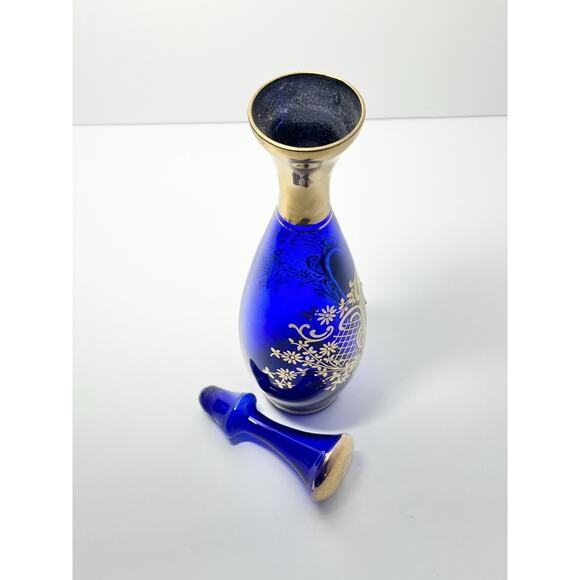 1960s Murano-Style Bohemian Venetian 6-Piece Cobalt Blue Decanter Cordial Set - Picture 7 of 13